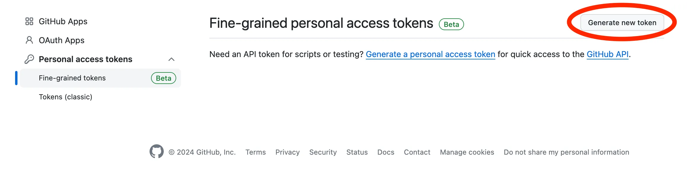 Create Personal Access Token